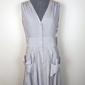 Calvin Klein Striped Flutter Dress Size 8 NWT New!